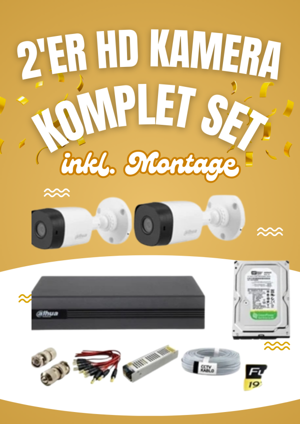 2 Stück HD Überwachungskamera 4MP. Komplett Set, 2 TB HDD, DVR Speichergerät, Inkl. Montage! - Image 2