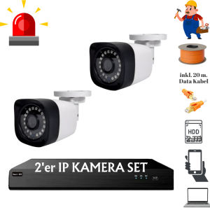 2 Stück HD Überwachungskamera 4MP. Komplett Set, 2 TB HDD, DVR Speichergerät, Inkl. Montage!