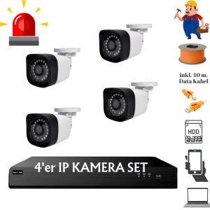 4 Stück HD Überwachungskamera 4MP. Komplett Set, 3 TB HDD, DVR Speichergerät, Inkl. Montage!
